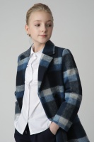 Серое пальто в клетку Gulliver, школьная форма для девочек  фото, kupilegko.ru